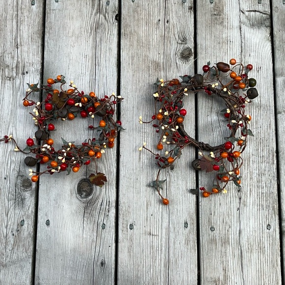 2 gorgeous fall wreaths adorned w/seeds, flowers & metal leaves & bells - Picture 6 of 14